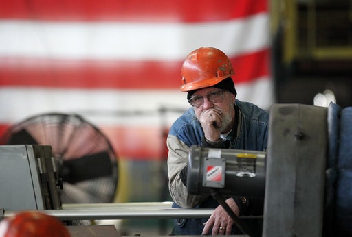 A worker at Gregory Industries in Canton, Ohio